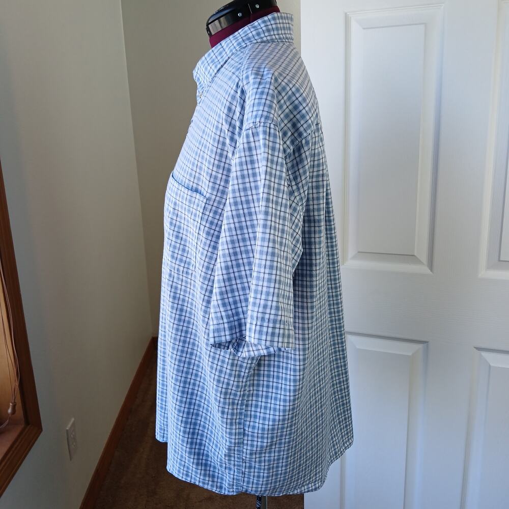 Eddie Bauer Short-Sleeve Button-Up Shirt Men's XL blue checks plaid cotton - Picture 3 of 16